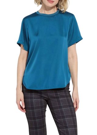 Lyss&eacute; Aline Crew Neck Mix Media Top In Irish Blue