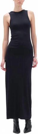 Remain Ribbed Jersey Scoop Back Maxi Dress In Anthracite