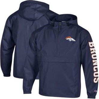Champion Mens Champion Navy Denver Broncos Packable Hooded Windbreaker Half-Zip Jacket at Nordstrom, Size Xx-Large