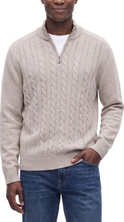 Raffi Cable 1/4-Zip Wool & Cashmere-Blend Mock Neck Sweater
