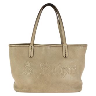 Bulgari Beige Leather Handbag Tote Bag (Pre-Owned)