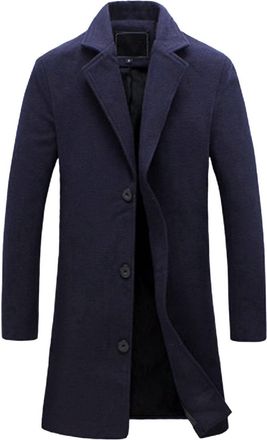 Generic Longline Trench Coat Men Plain Mens Winter Coat Slim Warm Winter Jackets For Mens with Pockets Windbreaker Thermal Jackets For Men Uk Cotton Outerwear