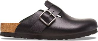 Birkenstock Vintage Wood Black Aniline Leather Adjustable Clogs