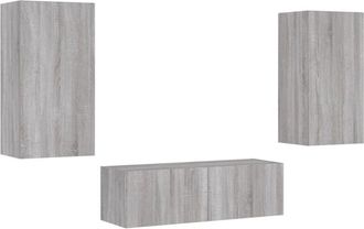 vidaXL Vidaxl - 3 Piece tv Wall Cabinets with led Lights Grey Sonoma