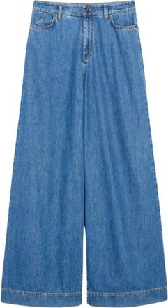 Max Mara Jeans, Dames, Blauw, L, Denim, Wijde Pijp Denim Jeans Vega Blauw