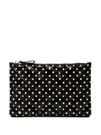 Valentino Garavani 2000-2017 Leather Polka Dot Rockstud clutch bag - women - Calf Leather/Leather - One Size - Black