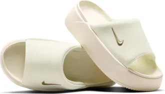 Nike Womens Calm Elevation Slides in White | IO0495-101