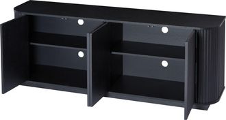 STILVORA Aparador Con 4 Puertas Sin Tiradores, Relieve Ondulado, En Mdf, Negro, 162.5&times;38&times;61 Cm
