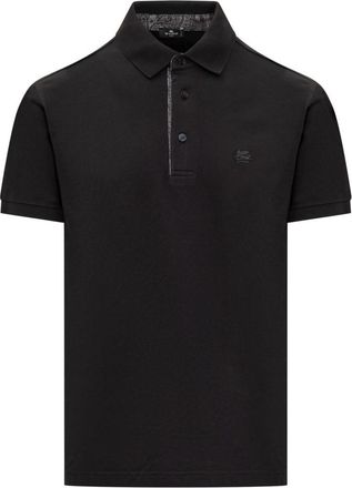 Etro Black Solid Shirt Collar Polo