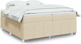 vidaXL Vidaxl - Cama Box Spring Con Colch&oacute;n Tela Color Crema 200x200 Cm