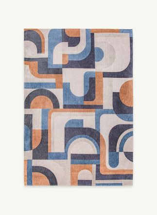 Louis De Poortere Dise&ntilde;o De M&oacute;dulos - Alfombra Geom&eacute;trica Nuance - Fabricada En B&eacute;lgica - Acabado A Mano - Antideslizante Natural - 100% Poli&eacute;ster - Azul Camel - 170 X 
