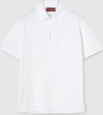 Gucci Cotton Piquet Polo Shirt With Embroidery, Size XXXL, White, Ready-to-wear