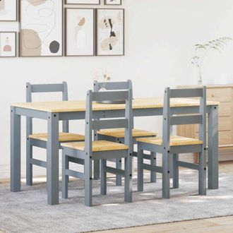 vidaXL Vidaxl - Juego De Comedor Panama 5 Pzas Madera Maciza De Pino Gris
