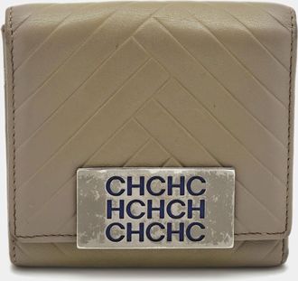 Carolina Herrera Grey Quilted Leather Logo Trifold Wallet
