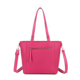 Generic Womens Tote Bag,Faux Leather, Shoulder Bag with Adjustable Strap, Front Zipper Pocket (Rose)