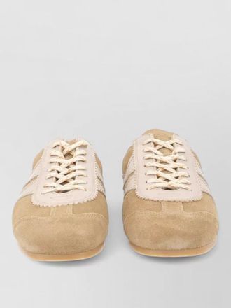 Dries Van Noten suede sneakers round toe rubber sole panels