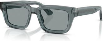Emporio Armani 53mm Square Sunglasses in Transparent Grey /Dark Grey at Nordstrom