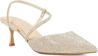 Dune London Ladies COMPETITIVES Embellished Studded Open Kitten Heel Courts Size UK 4 Slingbacks Gold