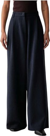 Sessun Wijde Pijpen Broek - Dames - Broeken - Blauw - Maat: XL Viscose