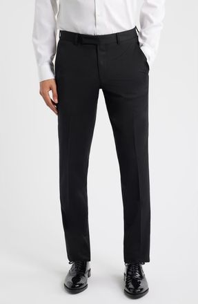 AllSaints Ryder Slim Fit Black Stretch Wool Tuxedo Pants at Nordstrom, Size 30