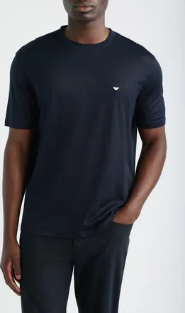 Emporio Armani Embroidered Logo T-Shirt in Solid Blue Navy at Nordstrom, Size Xxx-Large