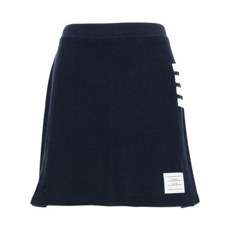 Thom Browne Short Skirts, female, Blue, Size: M Textured Pique 4-Bar Box Pleat Mini Skirt