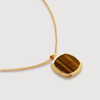 Monica Vinader Gold Delphi Gemstone Chain Necklace Tigers Eye