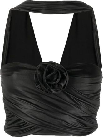 Rotate V-hals Bloem Top - Dames - Tops zonder mouwen - Zwart - XS - Polyester - Tops