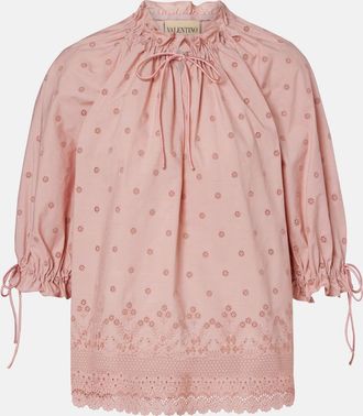 Valentino Blusa in cotone sangallo