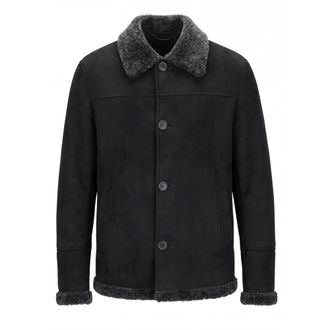 Herno Faux Shearling Button-Up Jacket - Heren - Jassen - Zwart - Maat: XL Zijde