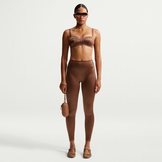 Nike Womens SKIMS Satin Shine High-Waisted Bonded 26 Leggings in Brown | IR5078-263