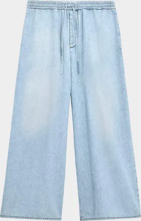 Loewe x Paula & apos;s Ibiza Men & apos;s Denim Cropped Wide-Leg Drawstring Pants