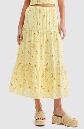 Lush Tired Mid Skirt in Yellow Multi at Nordstrom Rack, Size X-Small