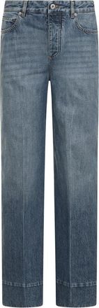 Bottega Veneta Wide-leg jeans met contraststiksels - Dames - Regular Fit Jeans - Blauw - 2XS - Katoen - Jeans