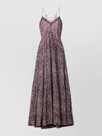 Isabel Marant cotton floral print v neck tiered maxi dress