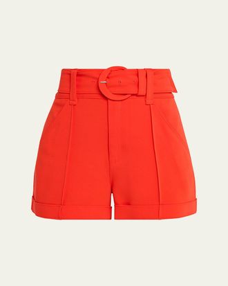 Cinq &agrave; Sept Aldi Belted High-Rise Stitched Shorts