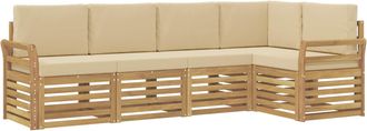 vidaXL Conjunto De Sof&aacute;s De Exterior 5 Uds. Y Beige Poli&eacute;ster Vidaxl