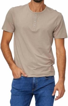 Paige Harwood Short Sleeve Henley Top In Beige Ash