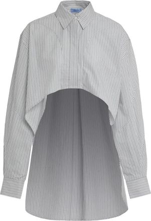 MUGLER Shirts, female, Gray, 2XS, Cotton Striped Shirt