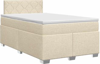 vidaXL Cama Box Spring Con Colch&oacute;n Crema 120 X 190 Cm Tela Vidaxl
