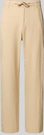 Selected Loose Fit Leinenhose mit Tunnelzug Modell BRODY in Ecru, Gr&ouml;&szlig;e XXL