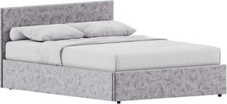 Home Discount Veronica Double Ottoman Storage Bed with Gel Memory Foam Pocket Spring Mattress, Silver Velvet