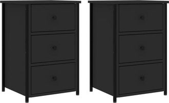 vidaXL Vidaxl - Bedside Cabinets 2 pcs Black 40x36x60 cm Engineered Wood
