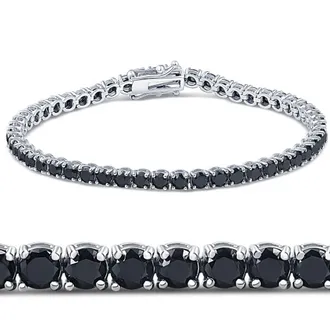 Pompeii3 7 1/4 Ct Black Diamond Tennis Bracelet 14k White Gold 7