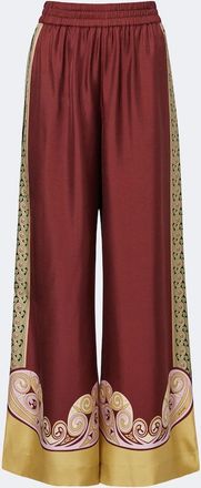 La DoubleJ Pantaloni palazzo in twill di seta con stampa