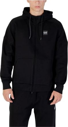 Emporio Armani Emporio Armani Ea7, Hoodies & sweatvesten, Heren, Zwart, 2Xl, Katoen, Hoodie met rits en voorzakken