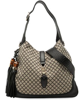 Gucci 2016-2025 Medium Diamante Canvas New Jackie satchel - women - Canvas/Calf Leather - One Size - Brown