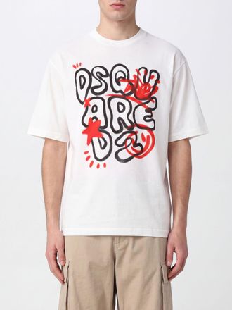 Dsquared2 T-shirt girocollo in cotone con logo stampato a contrasto