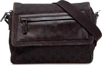 Gucci Pre-owned Womens Canvas Leather Messenger - Dark Brown Textile - One Size