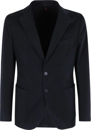 Santaniello Navy Blue Gabardinejas met Revers - Heren - Blazers - Blauw - XL - Jassen